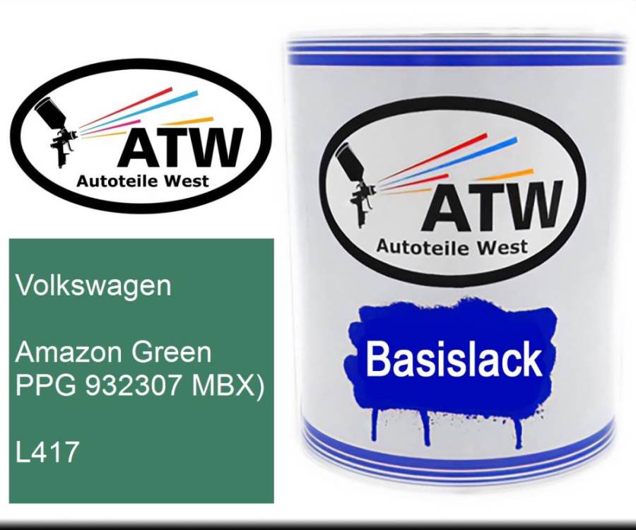 Volkswagen, Amazon Green PPG 932307 MBX), L417: 1L Lackdose, von ATW Autoteile West.